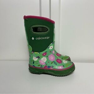 Oakiwear Green Floral Rain Boots